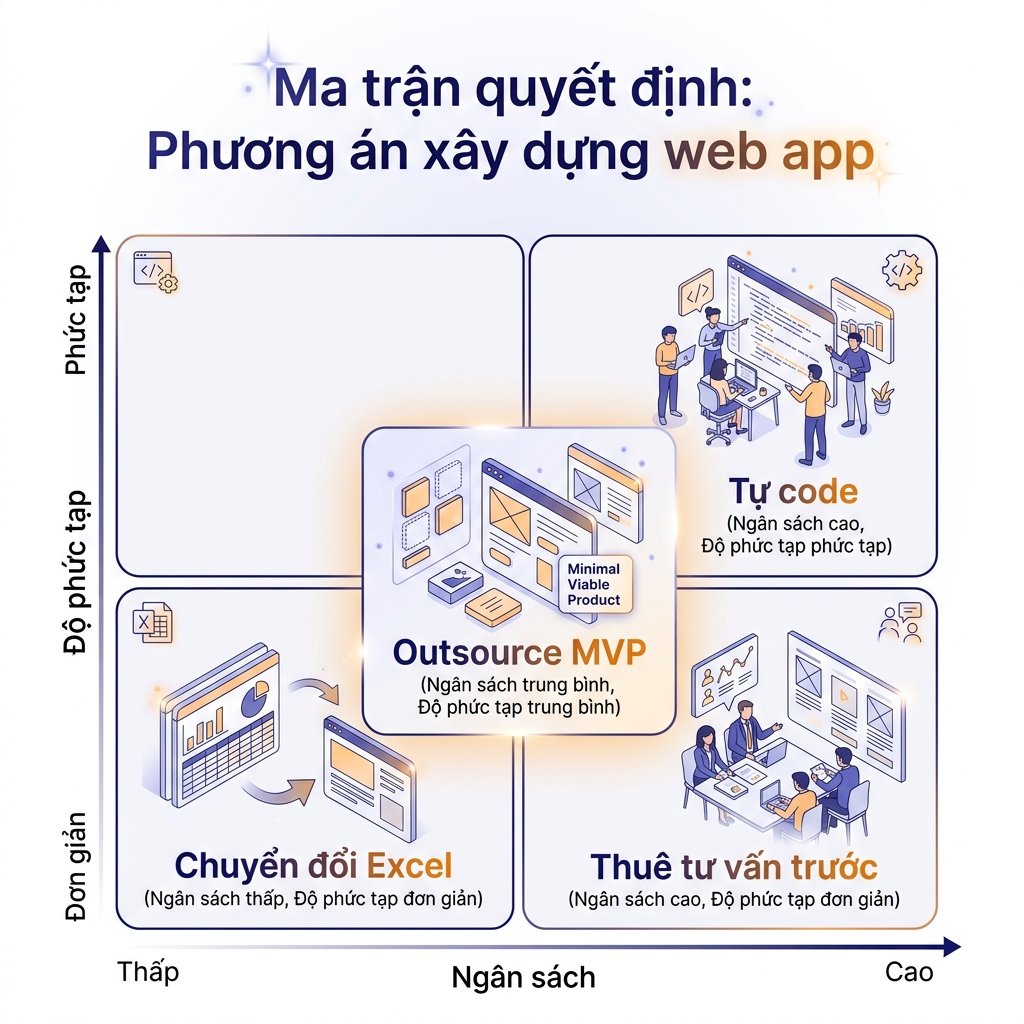 Ma trận quyết định 2x2 cho phương án xây dựng web app