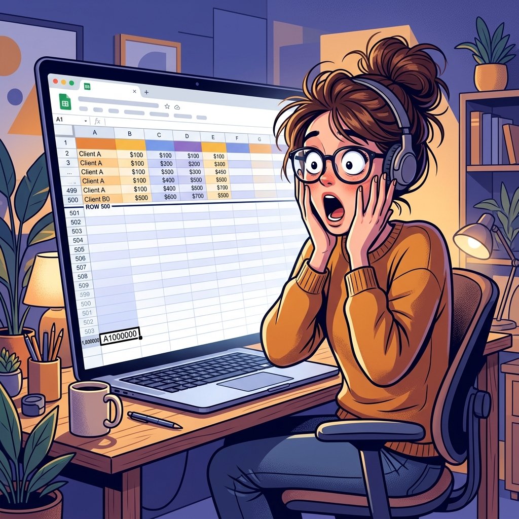 Vùng dữ liệu ma trong Excel khiến file Excel bị nặng — Ctrl+End nhảy xuống dòng 1.000.000 dù chỉ có 500 dòng dữ liệu