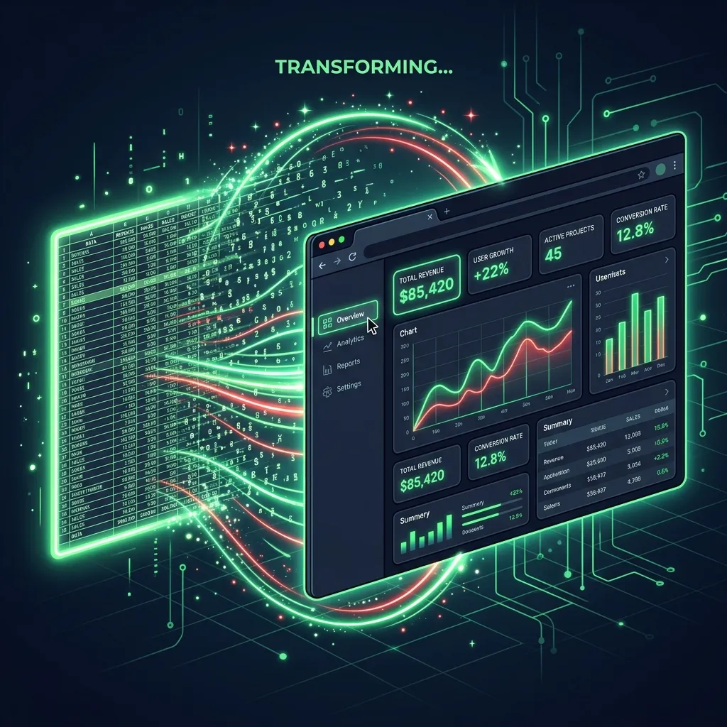 Giao diện hệ thống ExcelToApp tự động chuyển đổi bảng tính Excel thành giao diện Web App quản lý nội bộ thông minh phân quyền dữ liệu