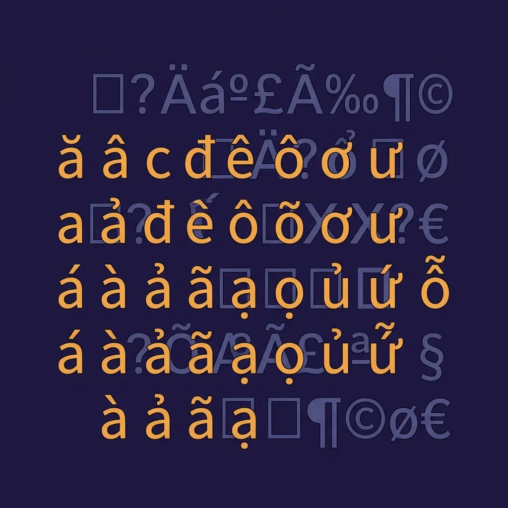 Bảng chữ cái tiếng Việt đúng font chồng lên các ký tự lạ lỗi font trong Excel