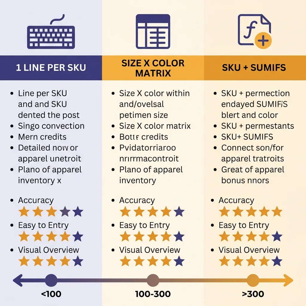 So sánh 3 cách quản lý size màu trong Excel