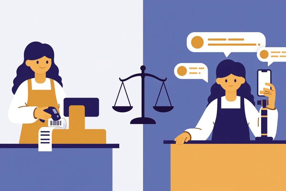 So sánh POS bán tại quầy và livestream trong phần mềm bán hàng đa kênh