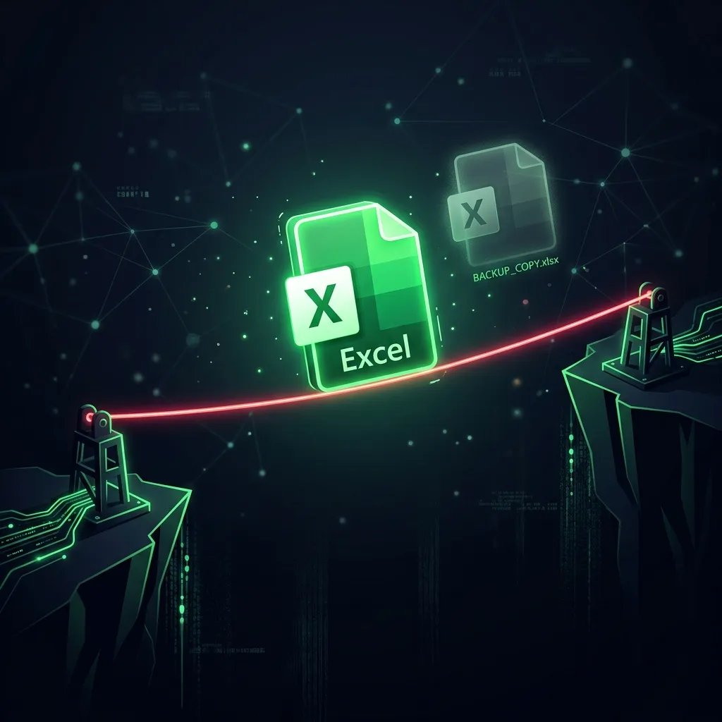 Rủi ro không sao lưu file Excel File Excel đứng thăng bằng trên sợi dây lơ lửng