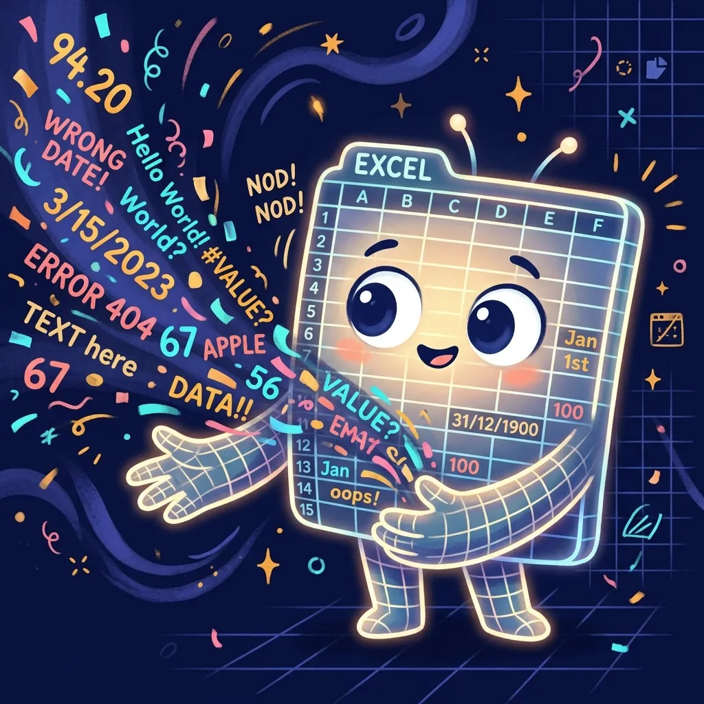 Bản tính Excel như một nhân vật ngây thơ chấp nhận mọi dữ liệu nhập sai một cách vui vẻ