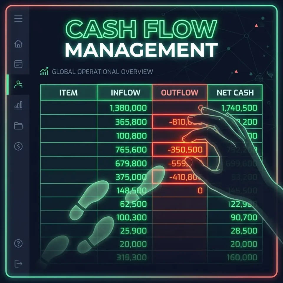 Minh họa file Excel quản lý thu chi nội bộ bị sửa số liệu âm thầm, ô dữ liệu đỏ phát sáng trên nền tối