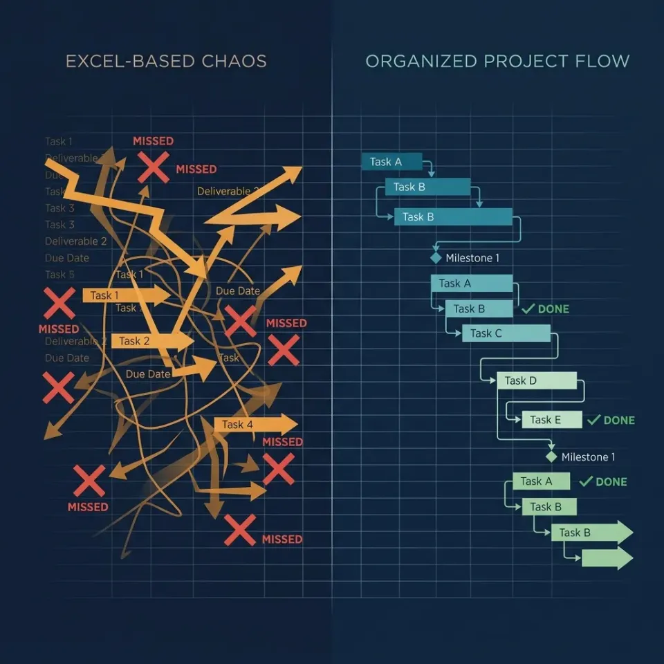 quản lý dự án bằng excel làm chậm tiến độ