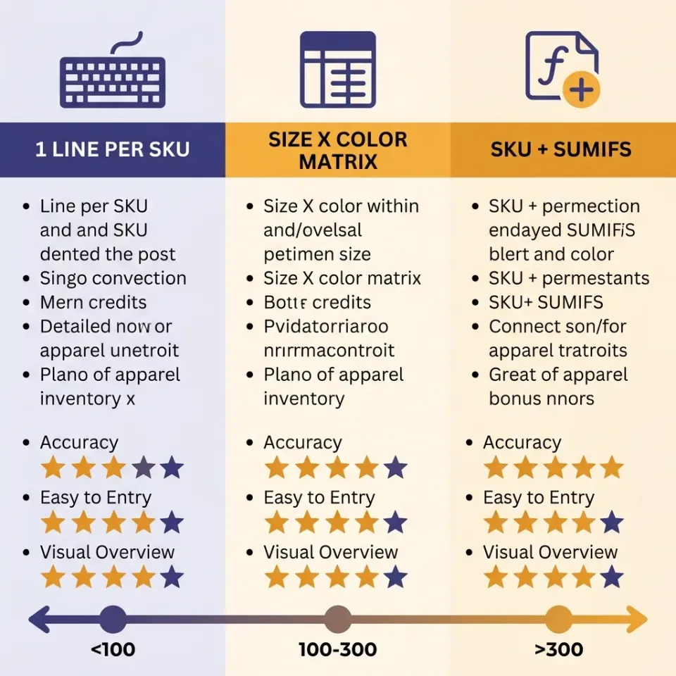 So sánh 3 cách quản lý size màu trong Excel