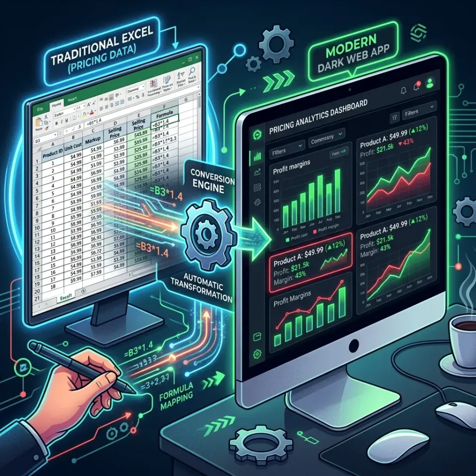biến file excel báo giá thành web app quản lý trên máy tính văn phòng