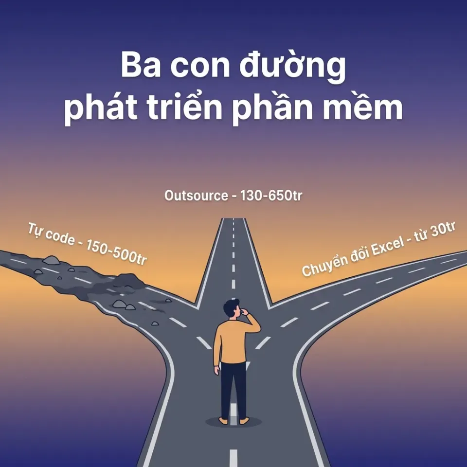 Ba con đường rẽ nhánh phát triển phần mềm nội bộ